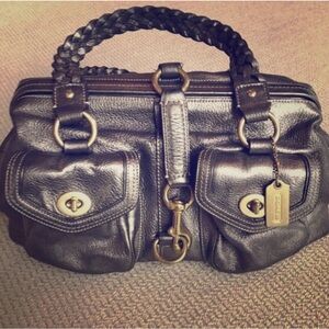 ❤️ COACH ❤️ COLLECTION RARE HARD TO FIND LEATHER BRAIDED HANDLE DOCTOR BAG .